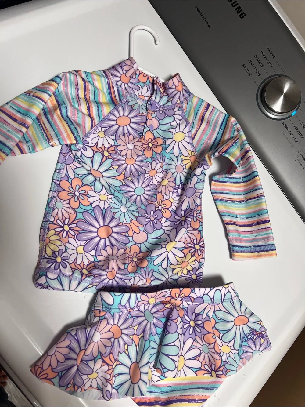 Kids Floral Rash Guard Set - Purple Multi